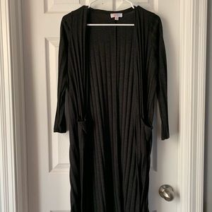 Lularoe Sarah duster cardigan. Black ribbed. NWOT